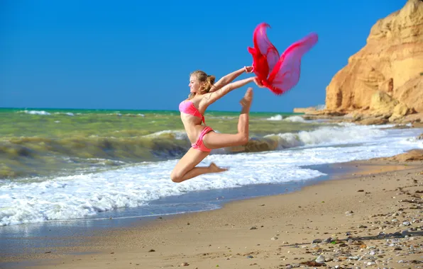 Картинка beach, sea, model, bikini, alessandra a