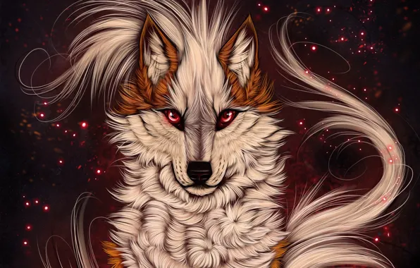 Взгляд, волк, арт, by myarukawolf