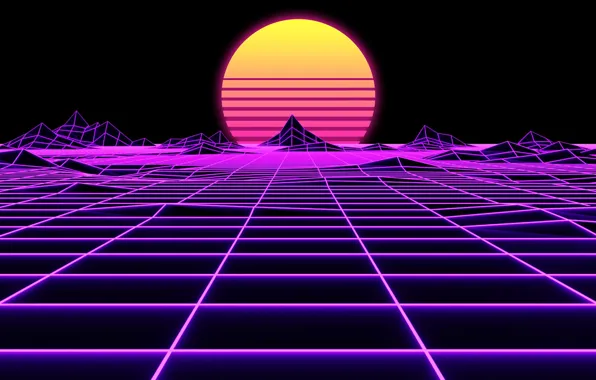 Солнце, Музыка, Звезда, Стиль, Фон, 80s, Style, Neon