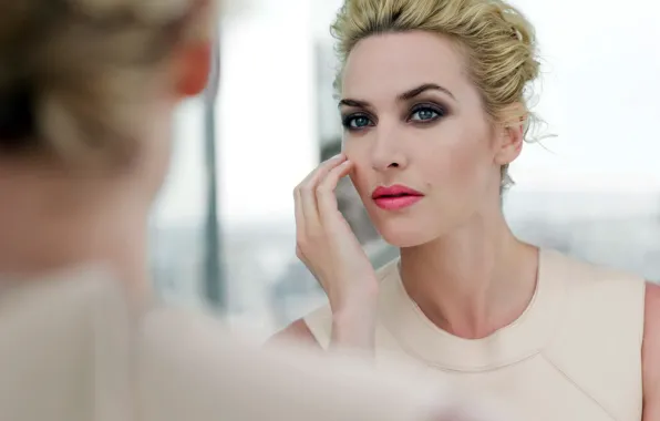Девушка, лицо, макияж, актриса, блондинка, woman, Kate Winslet, Кейт Уинслет