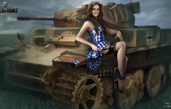 Девушка, танк, girl, танки, WoT, Мир танков, tank, World of Tanks