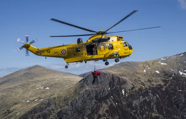 Картинка горы, Англия, вертолёт, спасатели, England, Wales, Snowdon, гора Сноудон