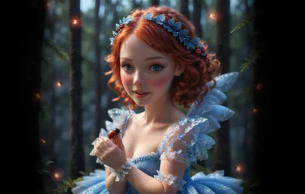 Божья коровка, фея, девочка