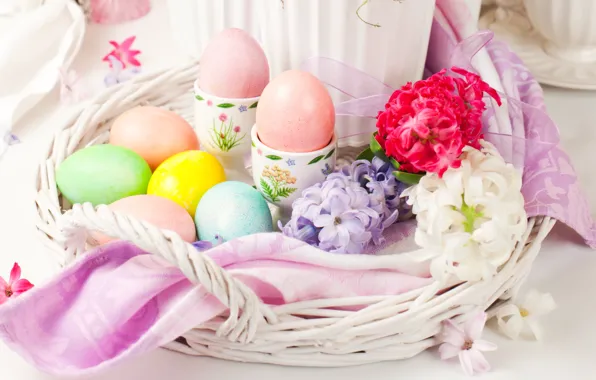 Картинка цветы, яйца, Пасха, flowers, spring, Easter, eggs, holiday