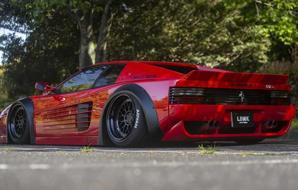 Car, Ferrari, supercars, vehicle, Liberty Walk, Ferrari Testarossa, red cars, Italian cars