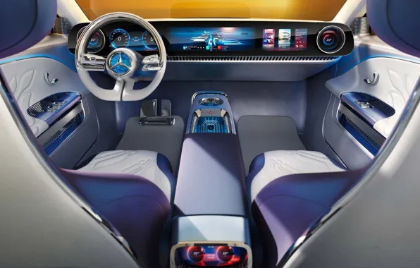 Concept, Mercedes-Benz, интерьер, Мерседес, руль, Концепт, дисплей, торпедо