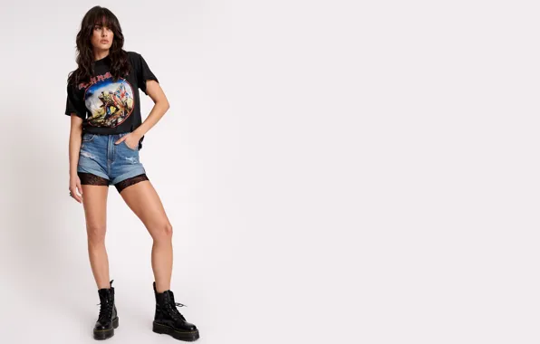 Girl, shorts, brunette, denim