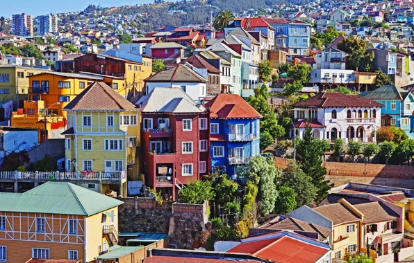 Картинка colorful buildings, Chile, Valparaiso