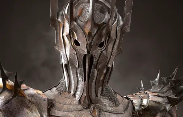 Metal, The Lord of the Rings, dark lord, helm, Sauron
