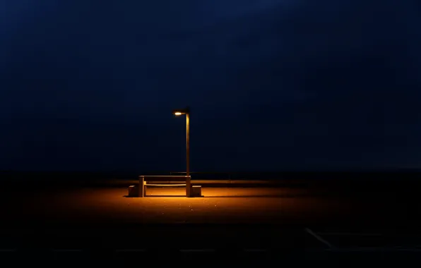 Картинка ночь, светильник, скамья