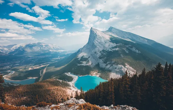 Картинка лес, пейзаж, горы, природа, река, панорама
