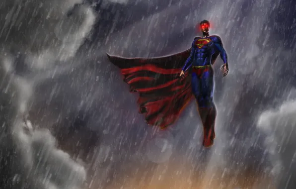 Картинка дождь, superman, Clark Kent, man of steel, Kal-El