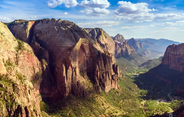 Картинка облака, горы, красота, United States, Zion National Park, штат Юта, Utah, Соединенные Штаты Америки