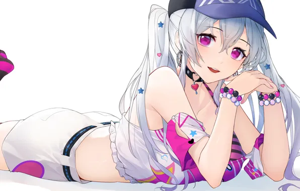Girl, sexy, shorts, thighhighs, long hair, anime, beautiful, pretty