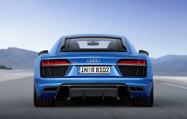 Небо, Audi, спорткар, синяя, V10, 2015