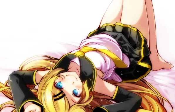 Взгляд, девушка, арт, vocaloid, kagamine rin