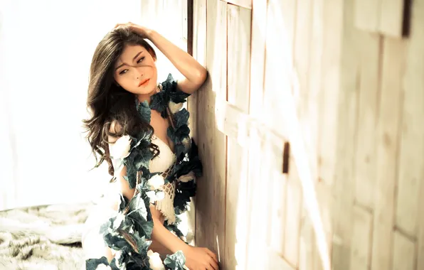 Девушка, поза, фон