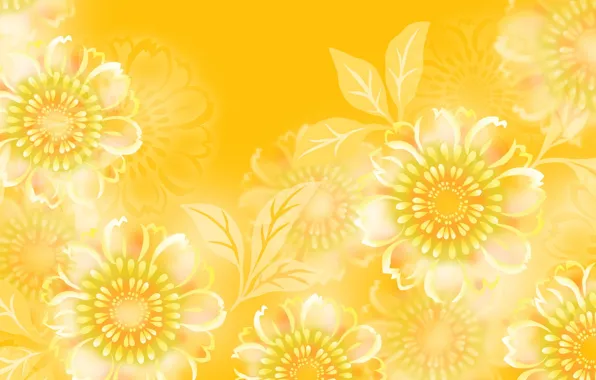 Картинка цветы, желтый, узор