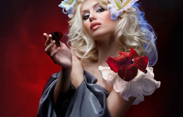 Девушка, цветы, лицо