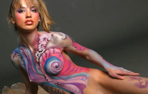 Грудь, взгляд, краски, модель, body art, Natalia B, Natalia Volkova