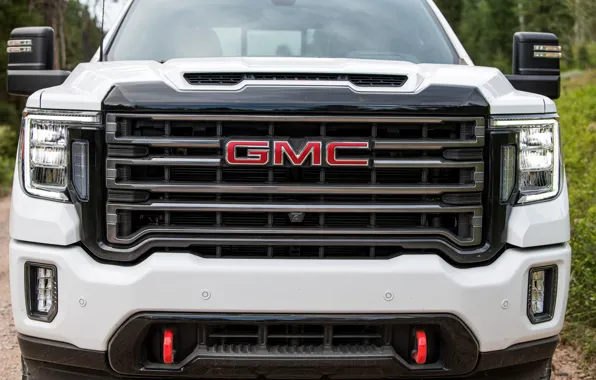 Белый, морда, перед, пикап, GMC, Sierra, AT4, 2020