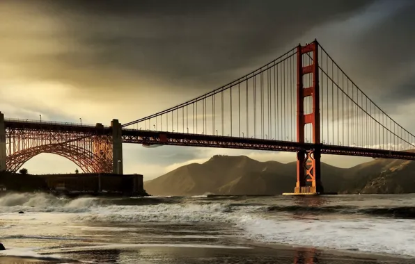 Картинка Облака, Мост, Залив, Сан-Франциско, Золотые Ворота