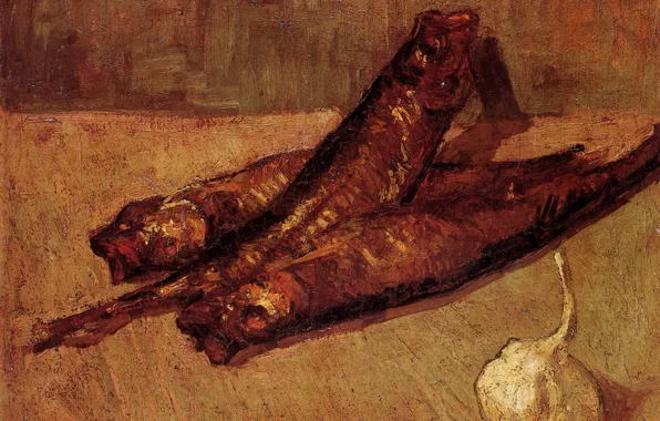 Чеснок, Still Life, Винсент ван Гог, копченая рыба, with Bloaters and Garlic