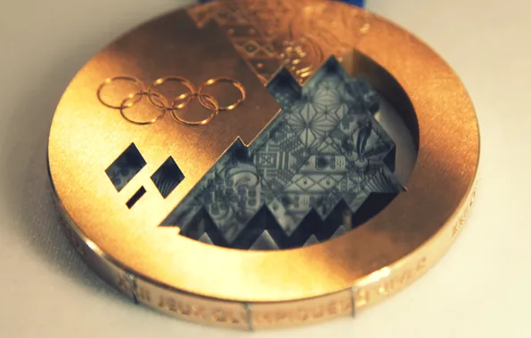 Картинка макро, золото, медаль, золотая медаль, олимпийские игры, Сочи-2014