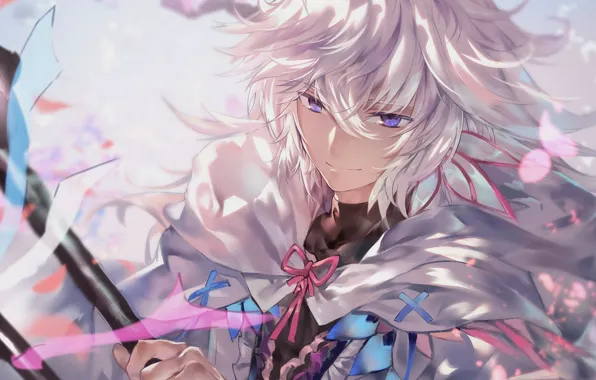 Взгляд, белые волосы, Мерлин, Fate / Grand Order