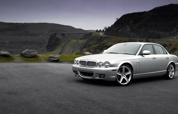 Белый, горы, Ягуар, Jaguar XJ