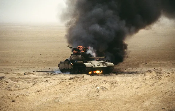 Картинка огонь, война, танк, Ирак, Т-54