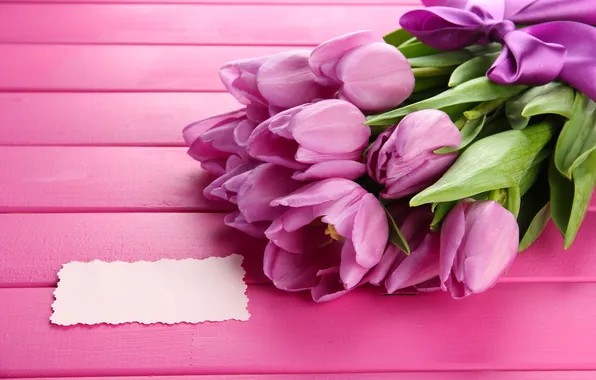 Картинка цветы, букет, тюльпаны, розовые, wood, pink, flowers, beautiful