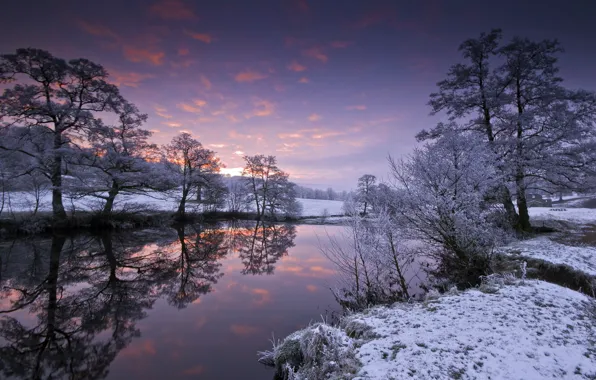 Пейзаж, закат, река