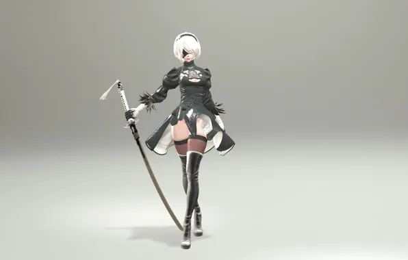 Девушка, оружие, меч, Nier Automata, аниме девушки, Type B, Yorha No2