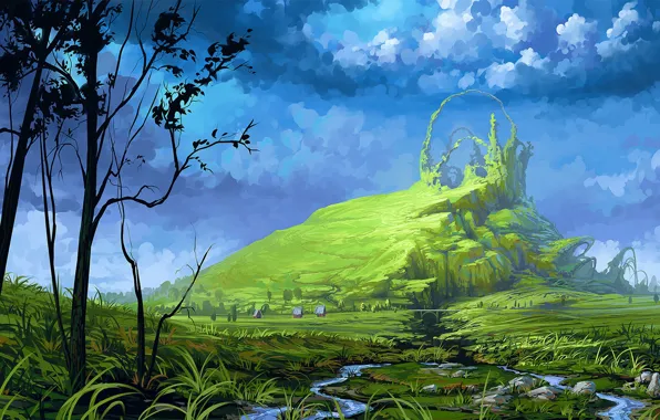 Гора, Пейзаж, Art, Mountain, Illustration, Roman Avseenko, by Roman Avseenko