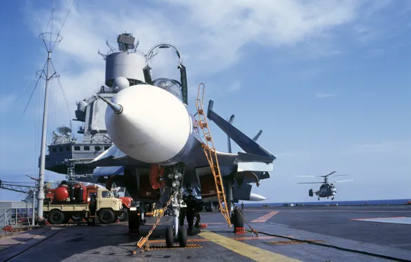 Вертолёт, самолёт, палубный, Су-33, ВМФ России, Ка-27
