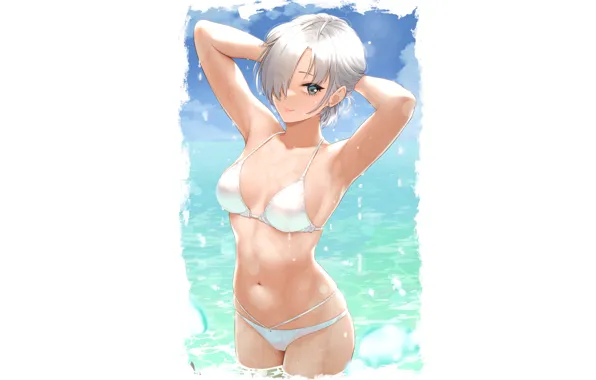 Girl, hot, sexy, wet, beach, sea, ocean, boobs