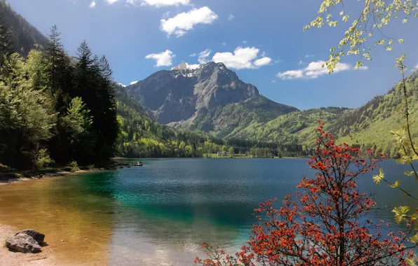 Горы, озеро, Австрия, Ebensee