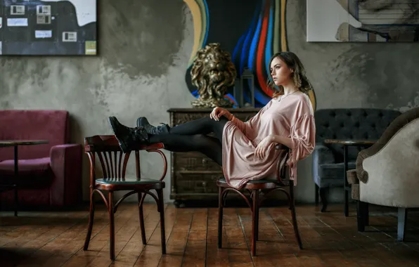 Картинка wall, woman, model, Ирина, room, interior, Irina, sofa