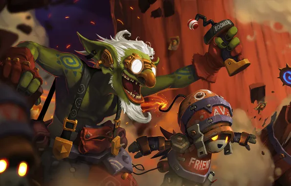 Картинка робот, бомба, art, goblins, Goblins vs Gnomes, Hearthstone: Heroes of Warcraft