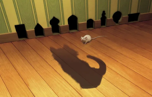 Картинка кот, тень, мышь