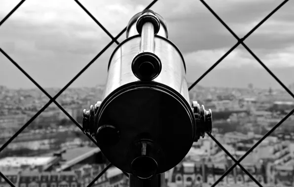 Paris, France, fence, bokeh, Eiffel Tower, telescope, Trocadero