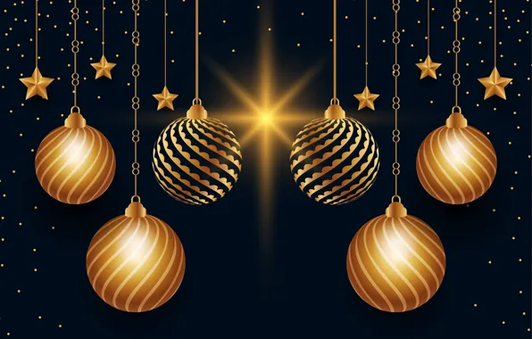 Картинка украшения, золото, Рождество, Новый год, golden, christmas, черный фон, new year