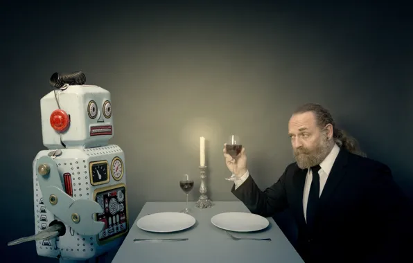 Картинка человек, робот, обед