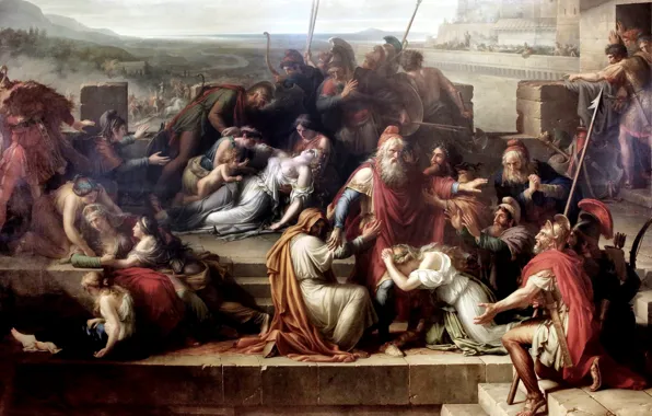 Картинка battle of Achilles and Hector, The consternation of the family of Priam, Etienne Barthelemy Garnier