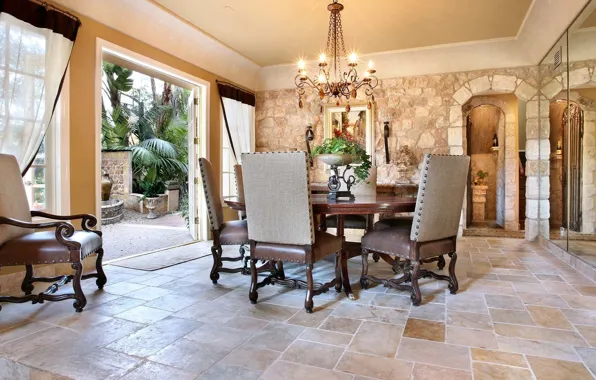 Дизайн, комната, интерьер, mediterranean style dining room, столовая в средиземноморском стиле