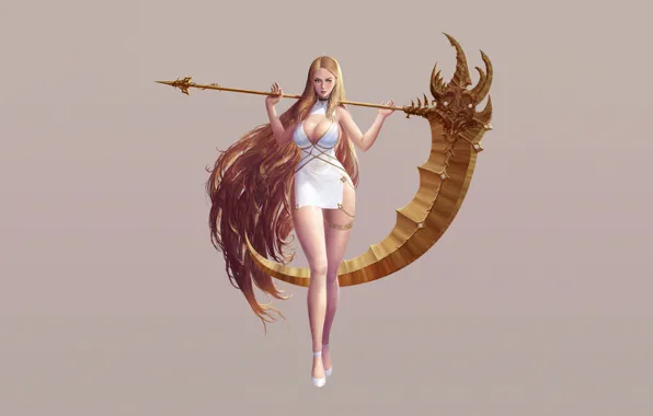 Девушка, Минимализм, Блондинка, Girl, Коса, Beautiful, Фантастика, Blonde