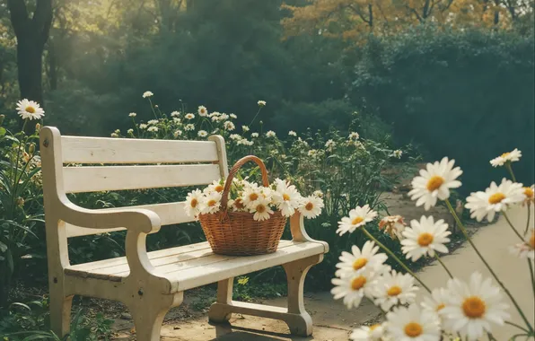 Картинка лето, цветы, ретро, ромашки, весна, summer, sunshine, blossom