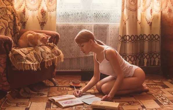 Попа, попка, девушка, модель, трусики, белье, майка, ножки