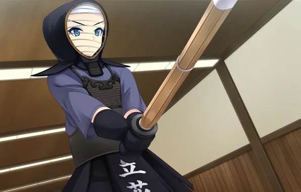 Шлем, тренировка, visual novel, kendo, бамбуковый меч, by Masato Satofuji, Anata no Koto o Suki …
